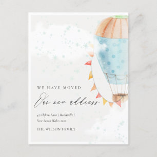 Cute Hot Air Balloon Clouds Stars We have Moved Postcard