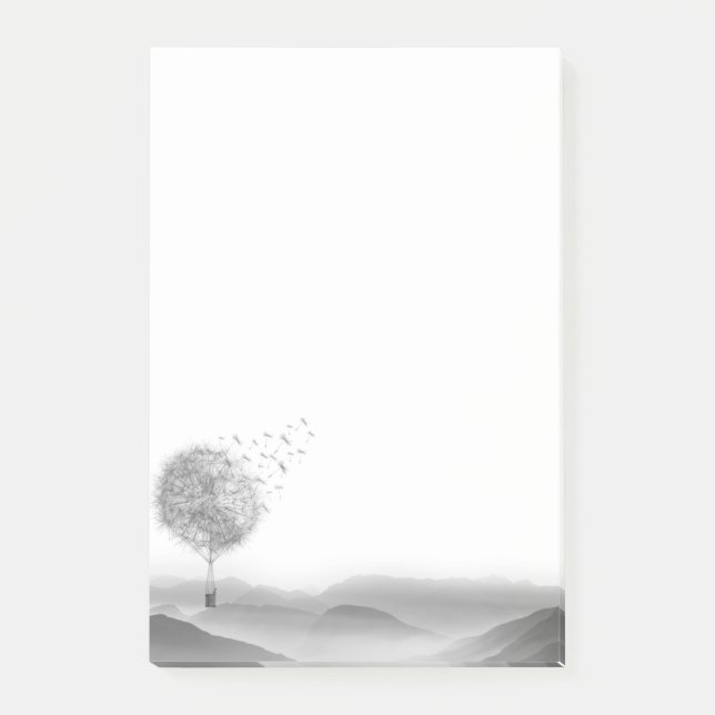 Cute Hot Air Balloon Dandelion Seeds Blowing Post-it Notes (Front)