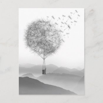 Cute Hot Air Balloon Dandelion Seeds Blowing Postcard by PD_Graphics at Zazzle