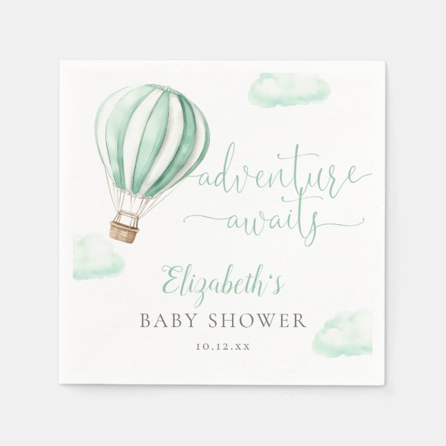Cute Hot Air Balloon Gender Neutral Baby Shower Napkins (Front)