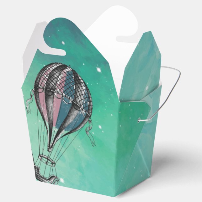 Cute HOT AIR BALLOON GENDER REVEAL Favor Box (Opened)