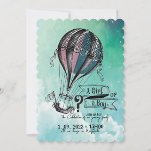 Cute HOT AIR BALLOON GENDER REVEAL INVITATION