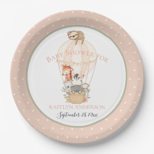 Cute Hot Air Balloon Giraffe Zebra Thank You Paper Plates