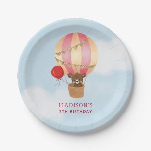 Cute Hot Air Balloon Girl Birthday Party Paper Plates