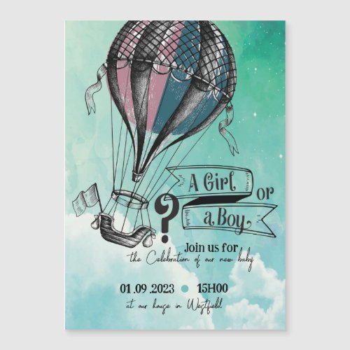 Cute Hot Air Balloon Magnet invitation