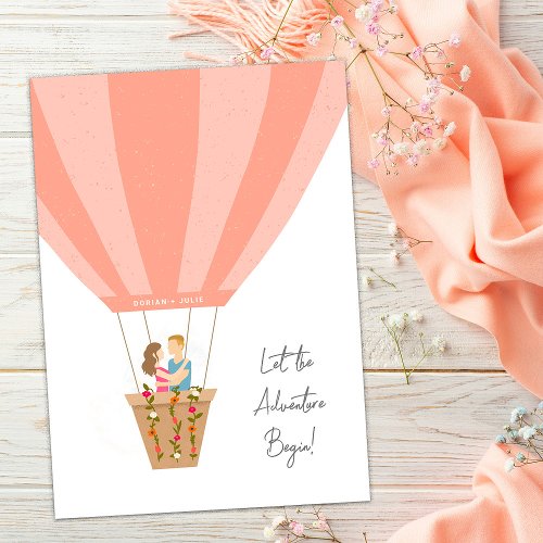 Cute Hot Air Balloon Names Wedding Greeting Card