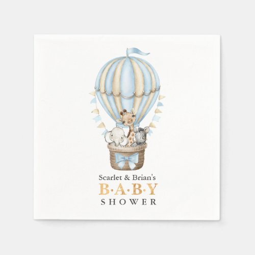 Cute Hot Air Balloon Safari Animals Baby Shower  N Napkins