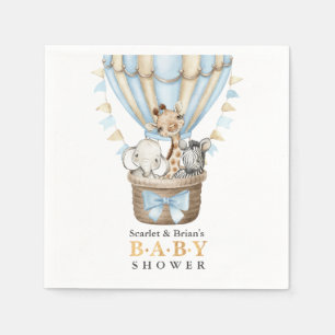 Cute Hot Air Balloon Safari Animals Baby Shower Napkins