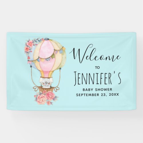 Cute Hot Air Balloon Watercolor  Baby Shower Banner