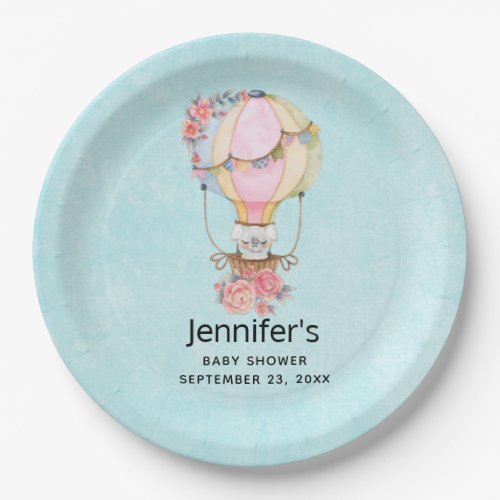 Cute Hot Air Balloon Watercolor Baby Shower Paper Plates