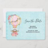 Cute Hot Air Balloon Watercolor Baby Shower Save The Date (Front)