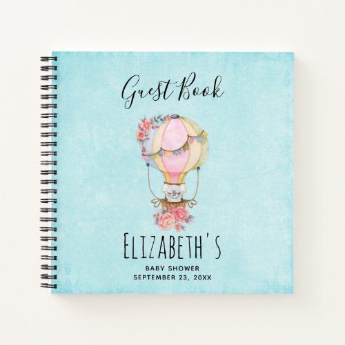 Cute Hot Air Balloon Watercolor Shower Guest Book