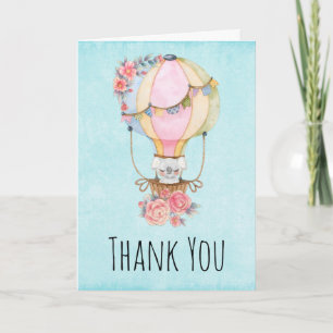 Cute Hot Air Balloon Watercolor Thank You Card