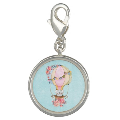 Cute Hot Air Balloon with Bear Watercolor  Charm