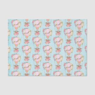 Cute Hot Air Balloon with Bear Watercolor Pattern Tissue Paper