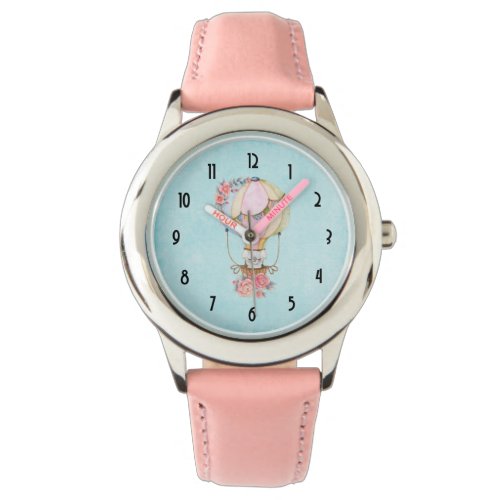 Cute Hot Air Balloon with Bear Watercolor  Watch