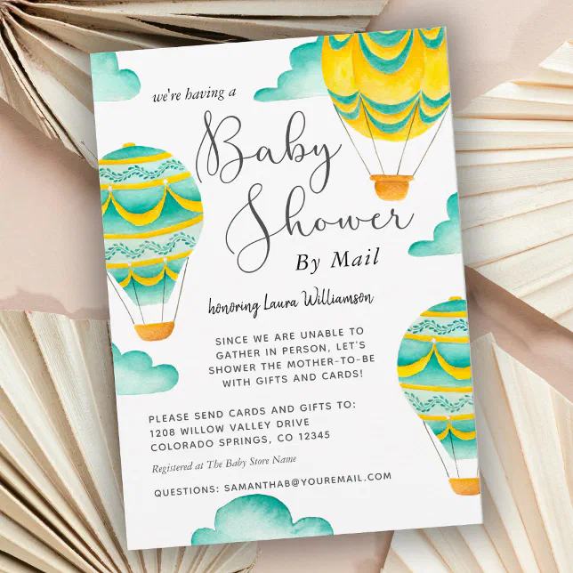 Cute Hot Air Balloons Baby Shower by Mail Invitation Zazzle