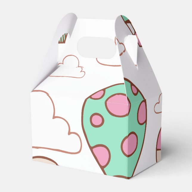 Cute Hot Air Balloons Pattern Favor Boxes (Front Side)
