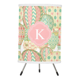 Cute Hot Air Balloons Pattern with Monogram Tripod Lamp