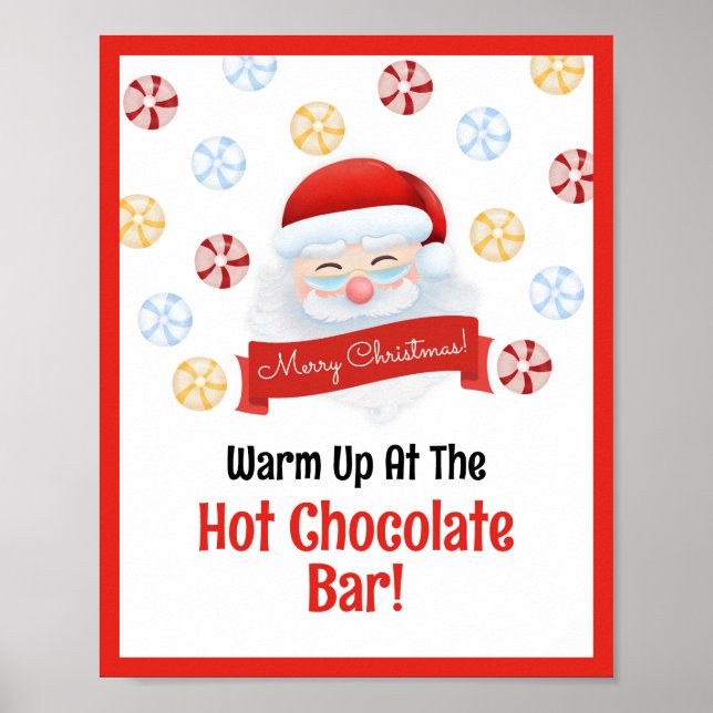 Cute Hot Chocolate Bar Santa Claus Christmas Party Poster (Front)