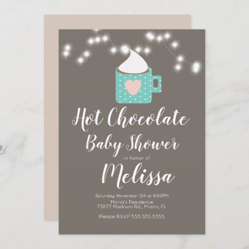 Cute Hot Chocolate Campfire Mug Baby Shower Invitation