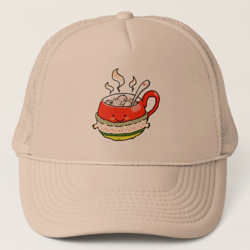 cute hot chocolate drink mug trucker hat