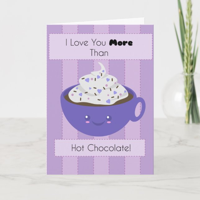 Cute Hot Chocolate 'I Love You' Card (Front)