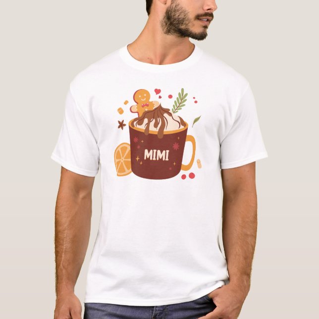 Cute Hot Chocolate with Gingerbread T-Shirt (Front)