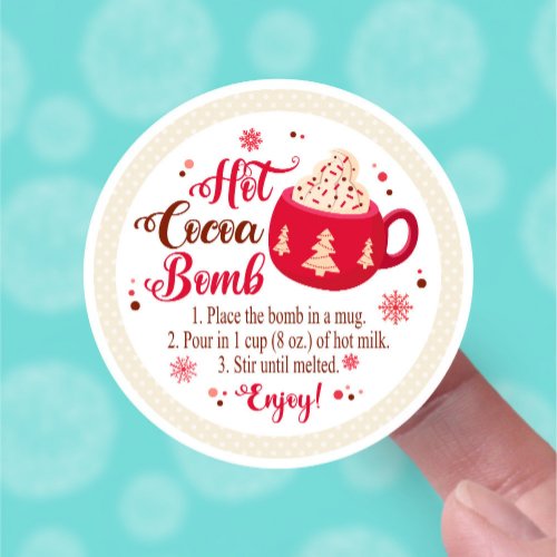 Cute Hot Cocoa Bomb Chocolate Serving Instructions Sticker