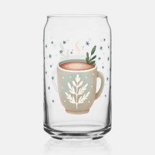 Cute Hot Cocoa Cup Snowflakes Kids Name Can Glass