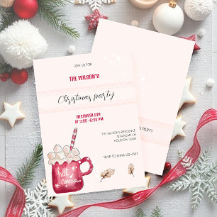Cute Hot Cocoa Mug Illustration Watercolor Art Invitation
