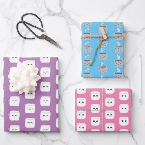 Cute Hot Cocoa With Marshmallows  Wrapping Paper Sheets