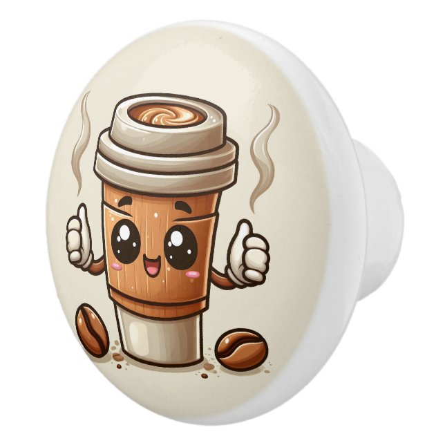 Cute hot coffee lovers  ceramic knob (Right)