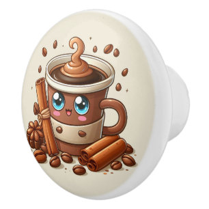 Cute hot coffee lovers  ceramic knob