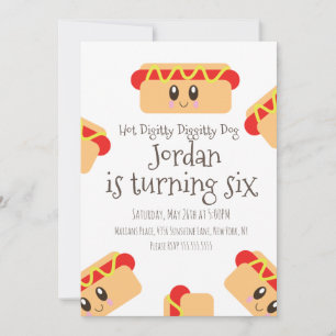 Cute Hot Dog Diggity BBQ Party  Invitation