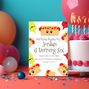 Cute Hot Dog Diggity Mustard Ketchup BBQ Party Invitation