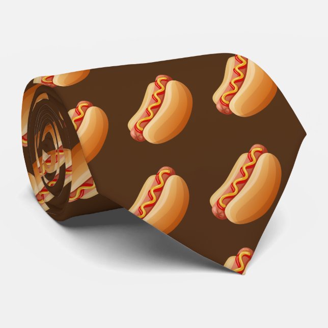 Cute hot dog tiled food neck tie (Rolled)