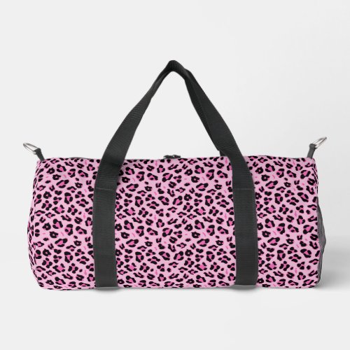 Cute Hot Pink and Black Leopard Print  Duffle Bag
