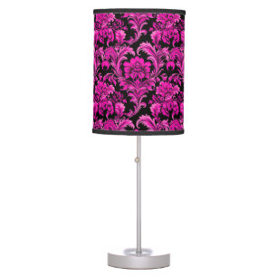 cute hot pink and black tiled pattern table lamp