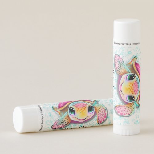 Cute Hot Pink and Teal Turtle Girl Baby Shower Lip Balm