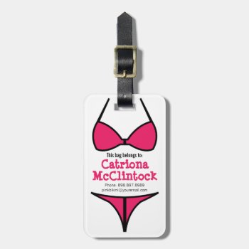 Cute Hot Pink Bikini Girly Ladies Luggage Tag by PartyHearty at Zazzle