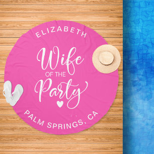 Cute Hot Pink Bride Bachelorette Party Beach Towel