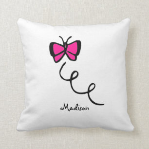 Cute Hot Pink Butterfly Throw Pillow