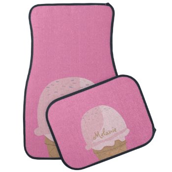 Cute Hot Pink Cool Ice Cream Girl Name Car Floor Mat by watermelontree at Zazzle