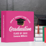 Cute Hot Pink Custom 2025 Graduation Photo Album 3 Ring Binder<br><div class="desc">This cute hot pink custom senior graduation photo album features your high school or college name for the class of 2025. Customize with your graduating year under the chic handwritten script and black grad cap for a great personalized graduate binder keepsake gift. Fill with your photos or memorabilia.</div>