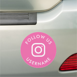 cute hot pink custom instagram social media car magnet