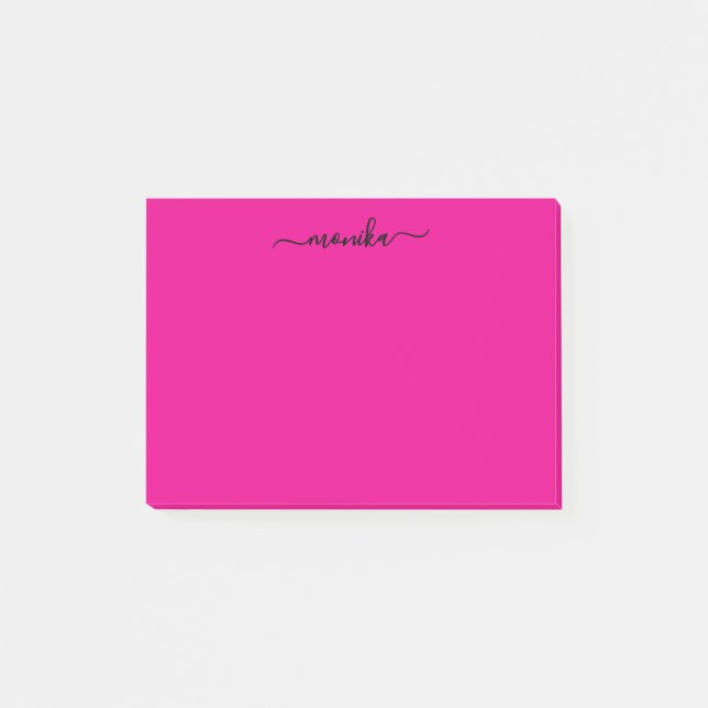 Cute Hot Pink Custom Name Post-it Notes (Front)