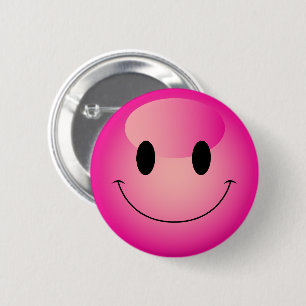 Cute Hot Pink Decora Kei Smiling Emoji Button