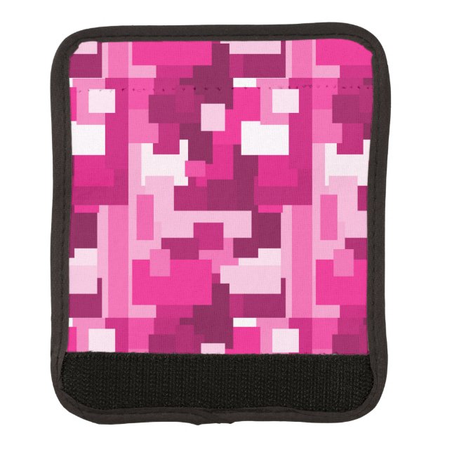 Cute Hot Pink Digital Camo Pattern Luggage Handle Wrap (Front)