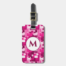 Cute Hot Pink Digital Camo Pattern with Monogram